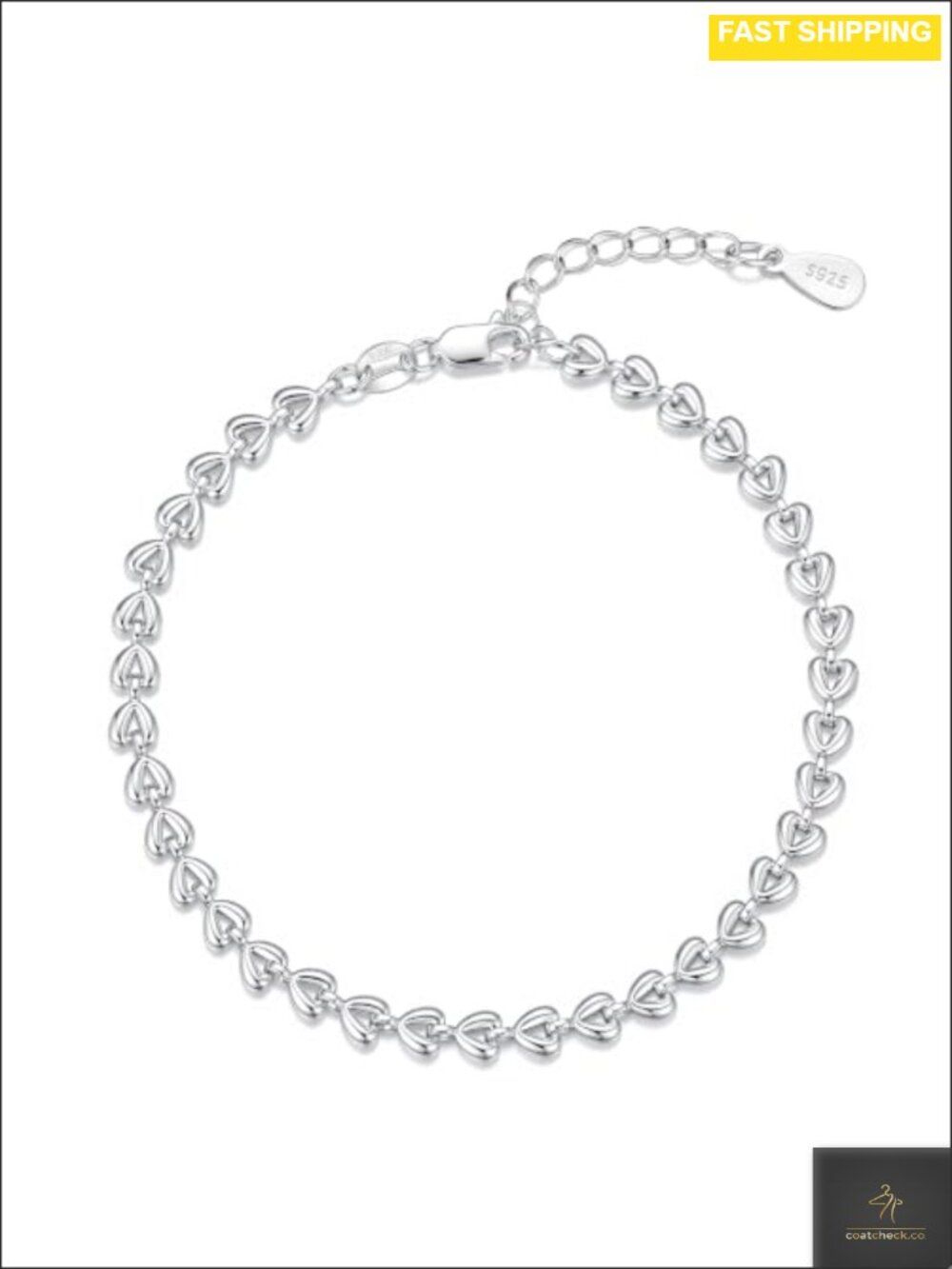 S925 Sterling Silver Heart Bracelet Womens Charm Stackable Jewelry Gift